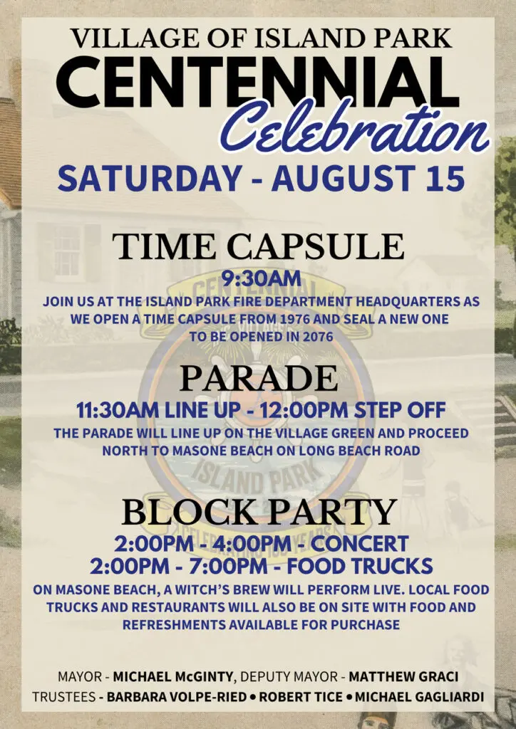 Village of Island Park Centennial Celebration flyer